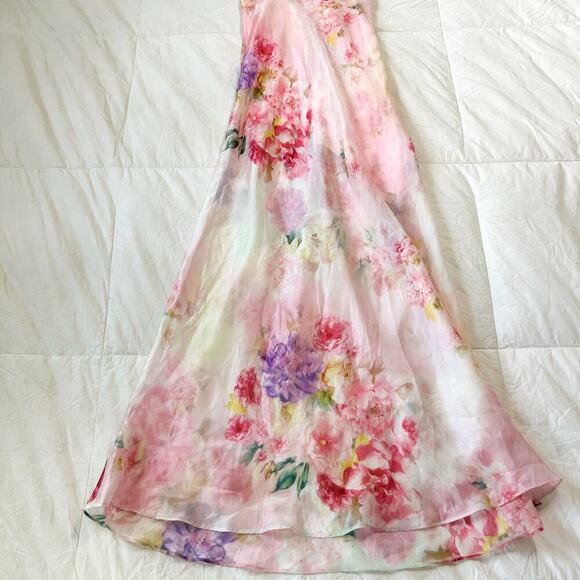NWOT For Love & Lemons Lisa Bouquet Watercolor Floral Maxi Dress Pink Medium - Picture 5 of 15